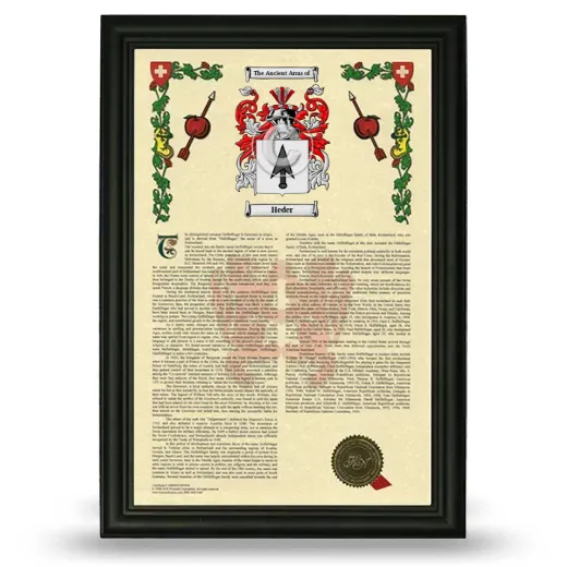 Heder Armorial History Framed - Black