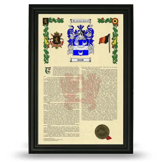 Heede Armorial History Framed - Black