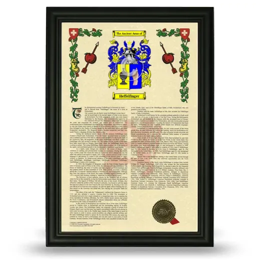 Heffelfinger Armorial History Framed - Black