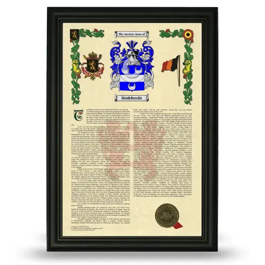 Heidebrecht Armorial History Framed - Black