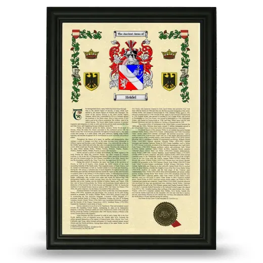 Heidel Armorial History Framed - Black