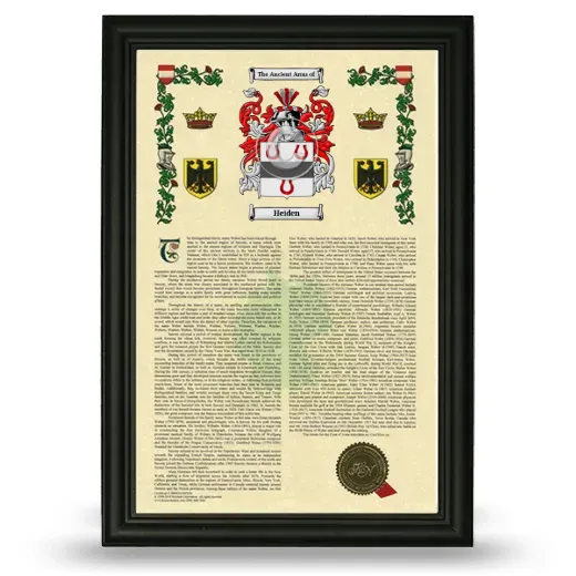 Heiden Armorial History Framed - Black