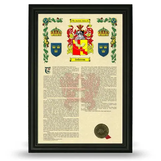 Hellstrom Armorial History Framed - Black