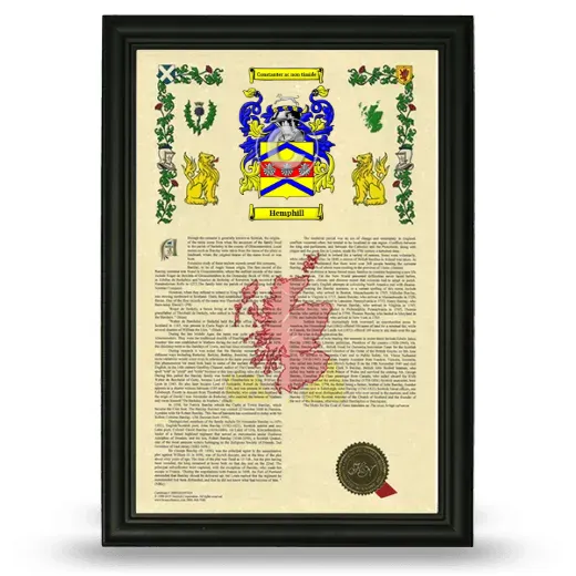 Hemphill Armorial History Framed - Black