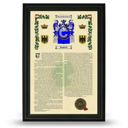 Hendrick Armorial History Framed - Black