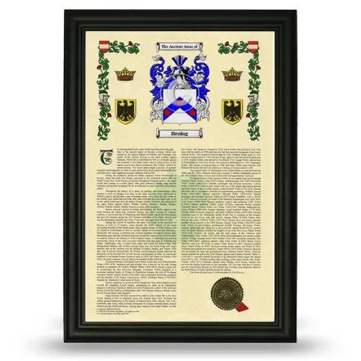 Hening Armorial History Framed - Black