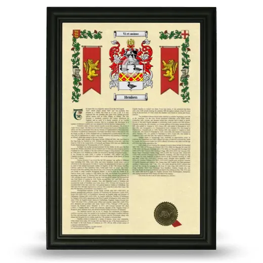 Henken Armorial History Framed - Black