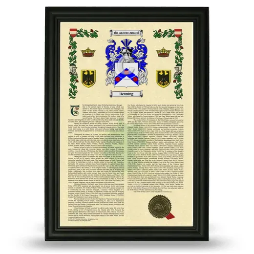 Henning Armorial History Framed - Black