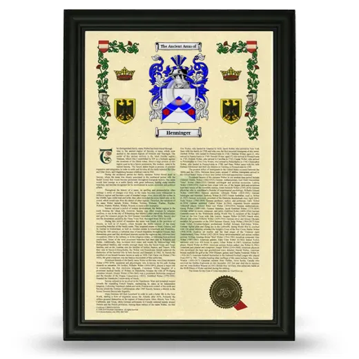 Henninger Armorial History Framed - Black