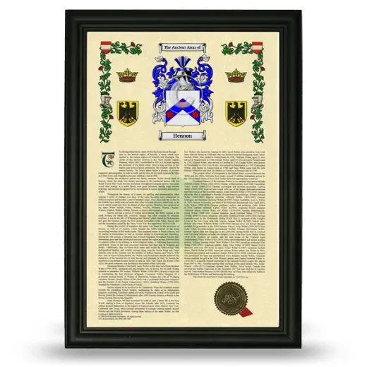 Hennon Armorial History Framed - Black