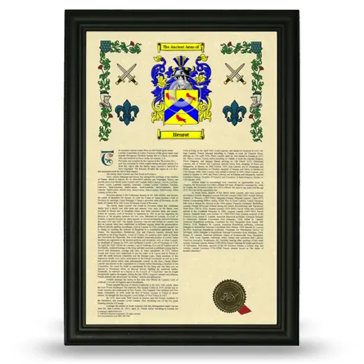 Henrot Armorial History Framed - Black