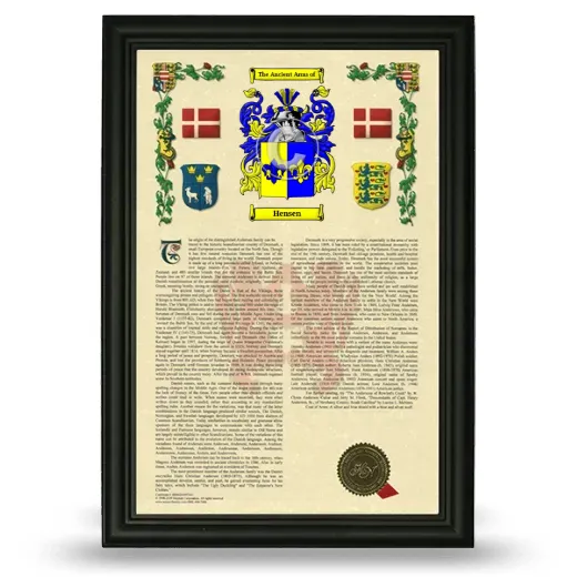 Hensen Armorial History Framed - Black