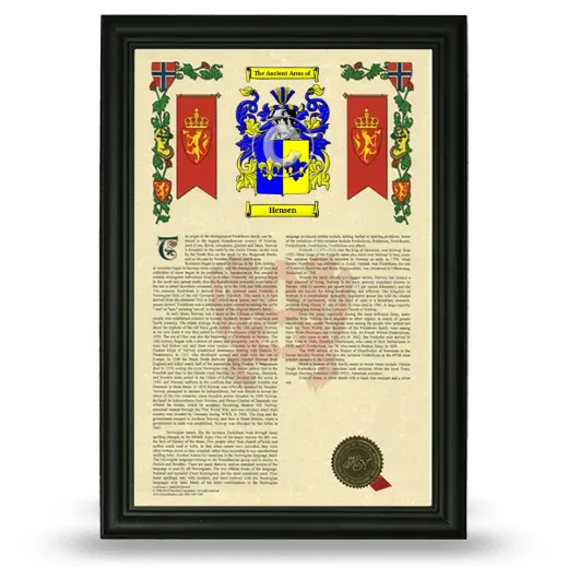 Hensen Armorial History Framed - Black
