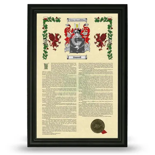 Henwell Armorial History Framed - Black