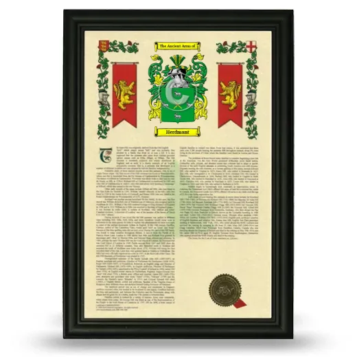 Herdmant Armorial History Framed - Black