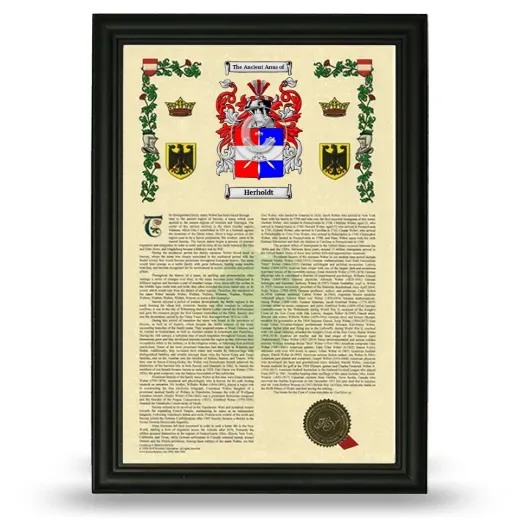 Herholdt Armorial History Framed - Black