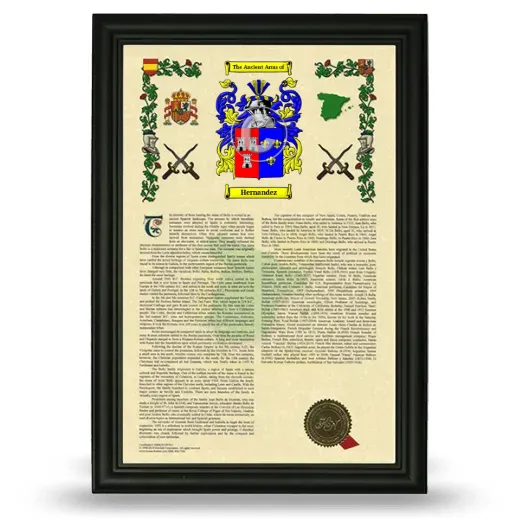 Hernandez Armorial History Framed - Black