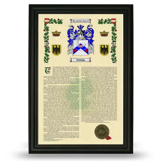 Herning Armorial History Framed - Black