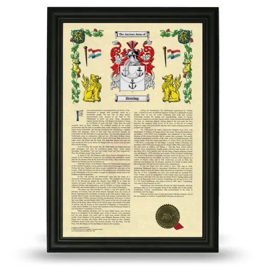 Herring Armorial History Framed - Black