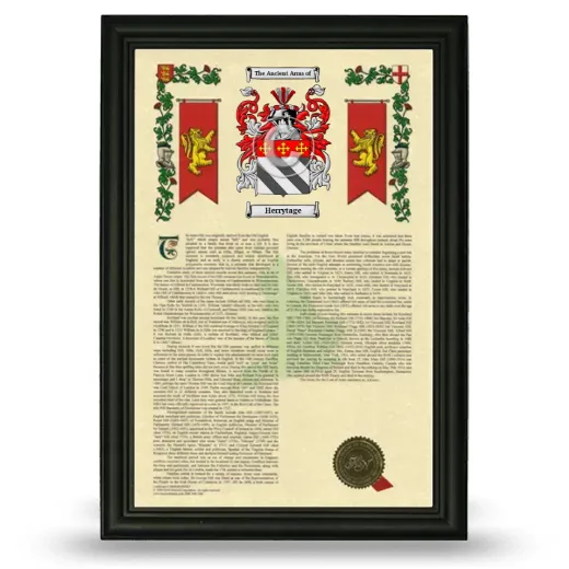Herrytage Armorial History Framed - Black
