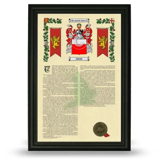 Hersie Armorial History Framed - Black