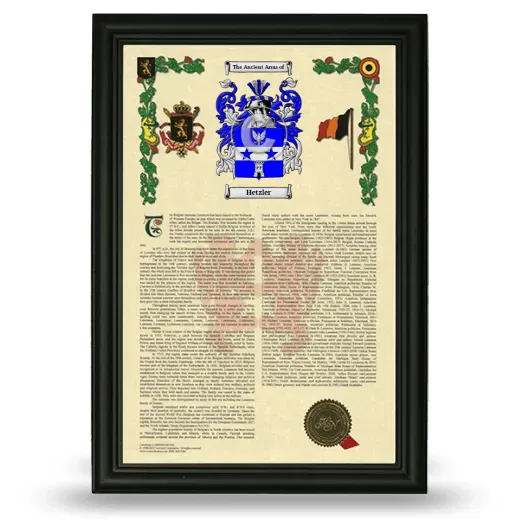 Hetzler Armorial History Framed - Black