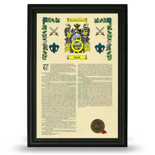 Heude Armorial History Framed - Black