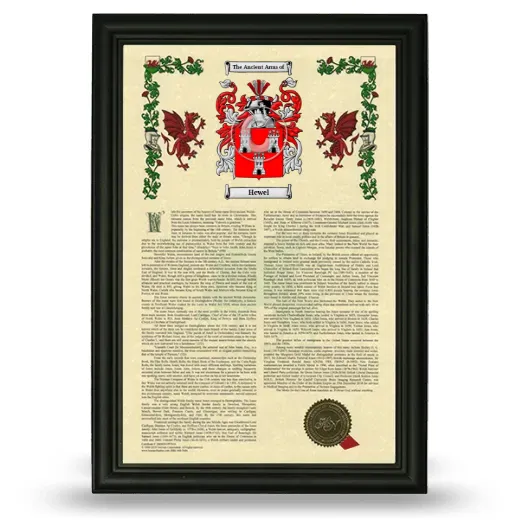 Hewel Armorial History Framed - Black