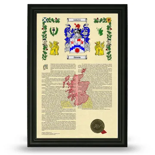 Hewen Armorial History Framed - Black