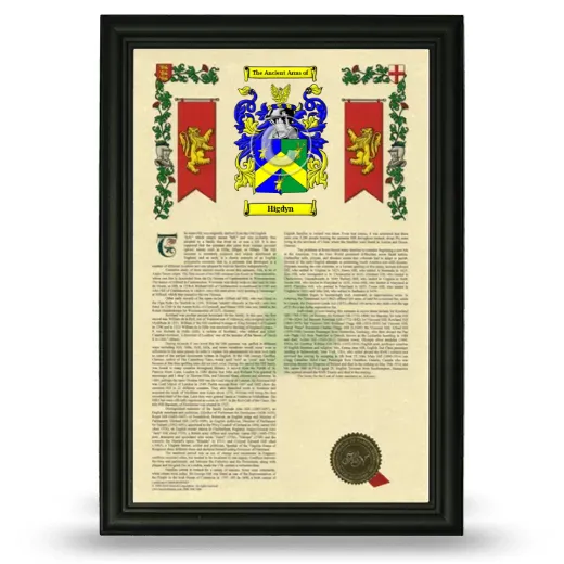 Higdyn Armorial History Framed - Black
