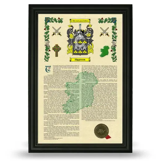 Higgerson Armorial History Framed - Black