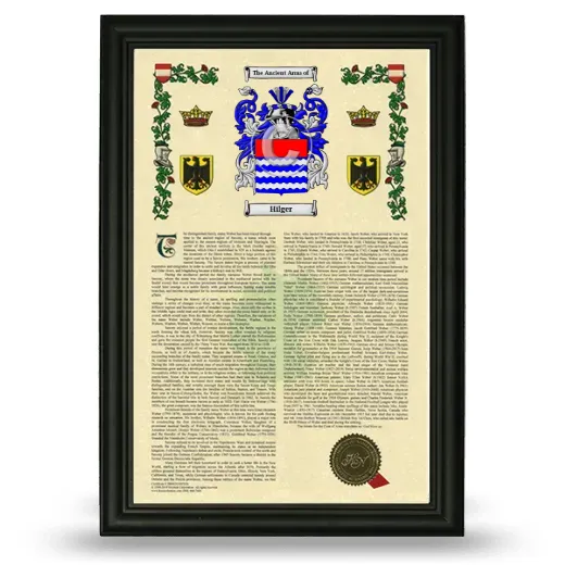 Hilger Armorial History Framed - Black