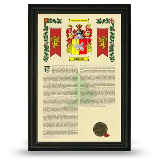 Hill house Armorial History Framed - Black