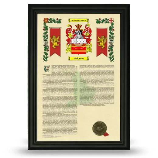 Hinkpenn Armorial History Framed - Black