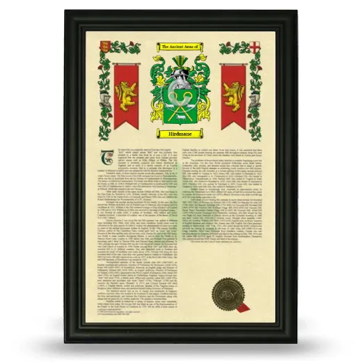 Hirdmane Armorial History Framed - Black