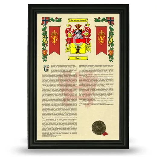 Hoag Armorial History Framed - Black