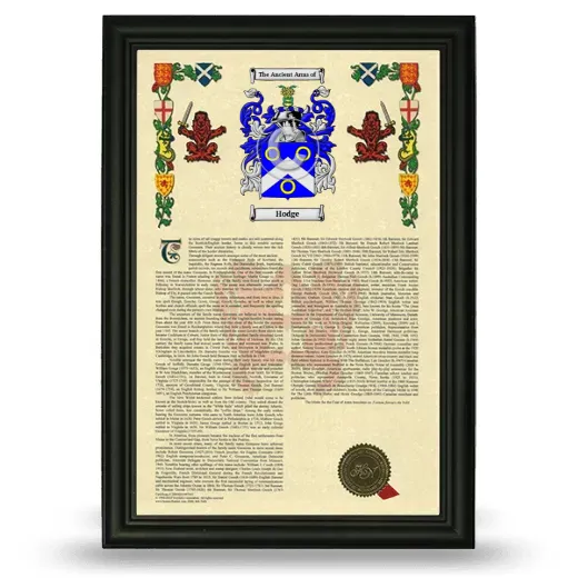 Hodge Armorial History Framed - Black