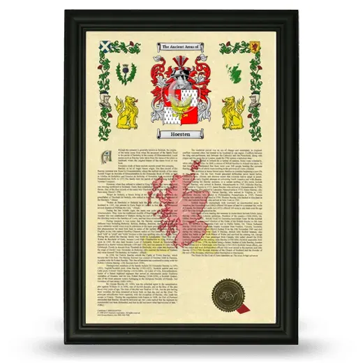 Hoesten Armorial History Framed - Black