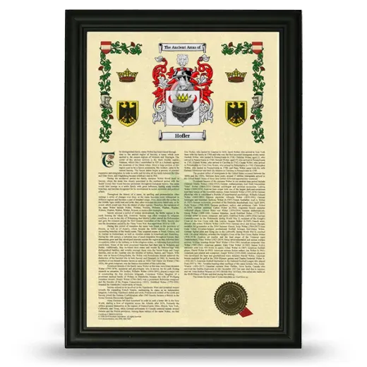 Hofler Armorial History Framed - Black
