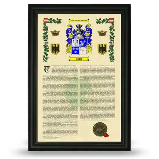 Hoger Armorial History Framed - Black