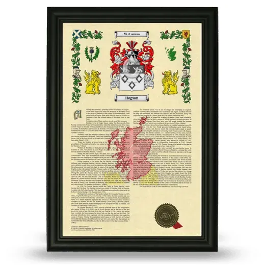 Hogson Armorial History Framed - Black
