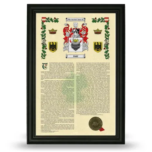 Hohf Armorial History Framed - Black