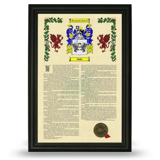 Hoile Armorial History Framed - Black