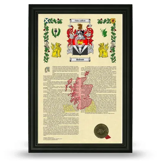 Holcutt Armorial History Framed - Black