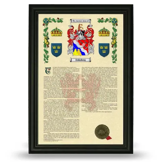 Holmberg Armorial History Framed - Black