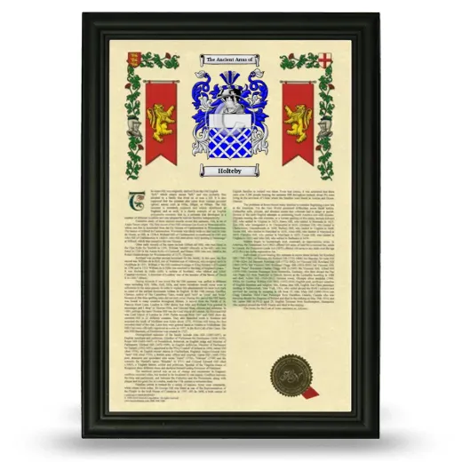 Holteby Armorial History Framed - Black