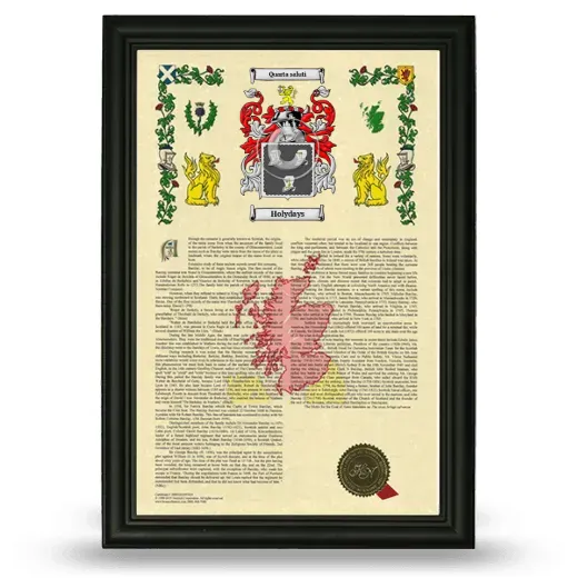 Holydays Armorial History Framed - Black