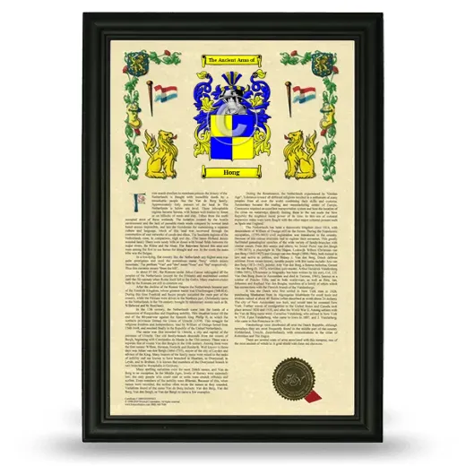 Hong Armorial History Framed - Black