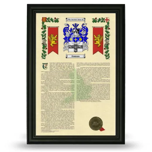 Horman Armorial History Framed - Black