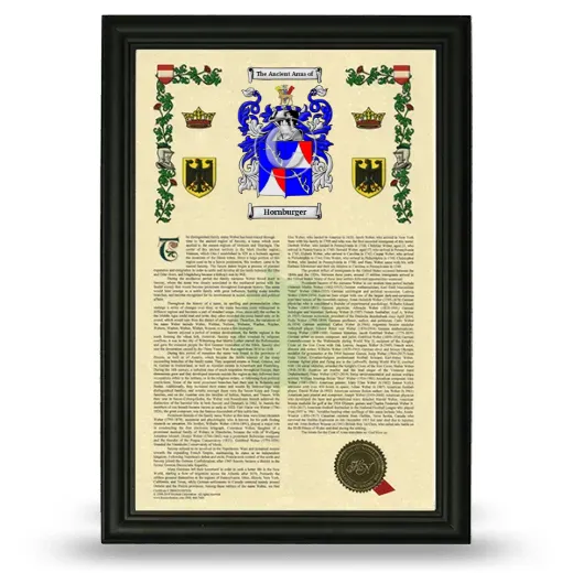 Hornburger Armorial History Framed - Black